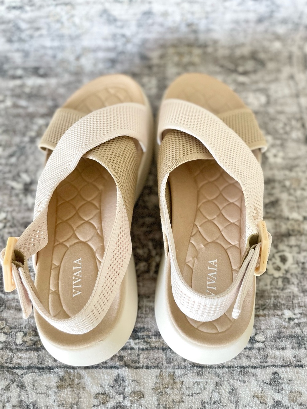 Vivaia Kara Adaptall Sandals Size 8.5 (39.5) Cream Nude Beige Walking Comfort - Picture 7 of 11